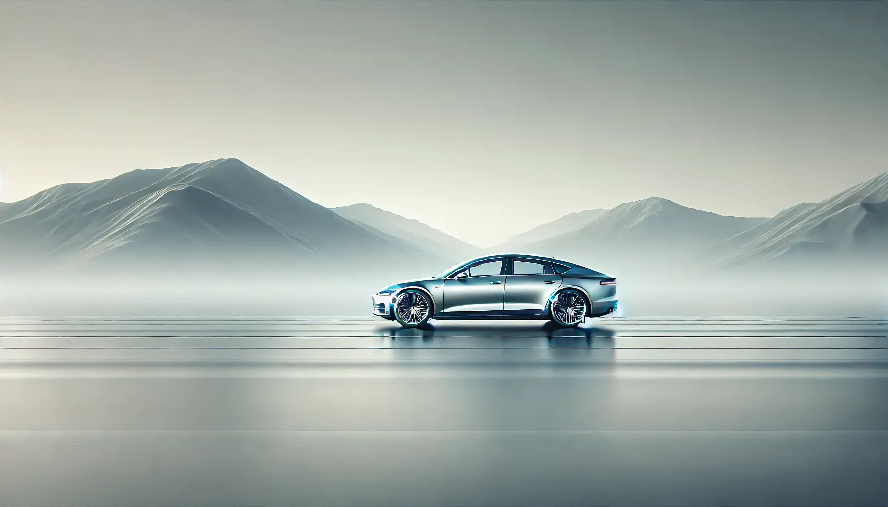 Bil med berg i bakgrunden